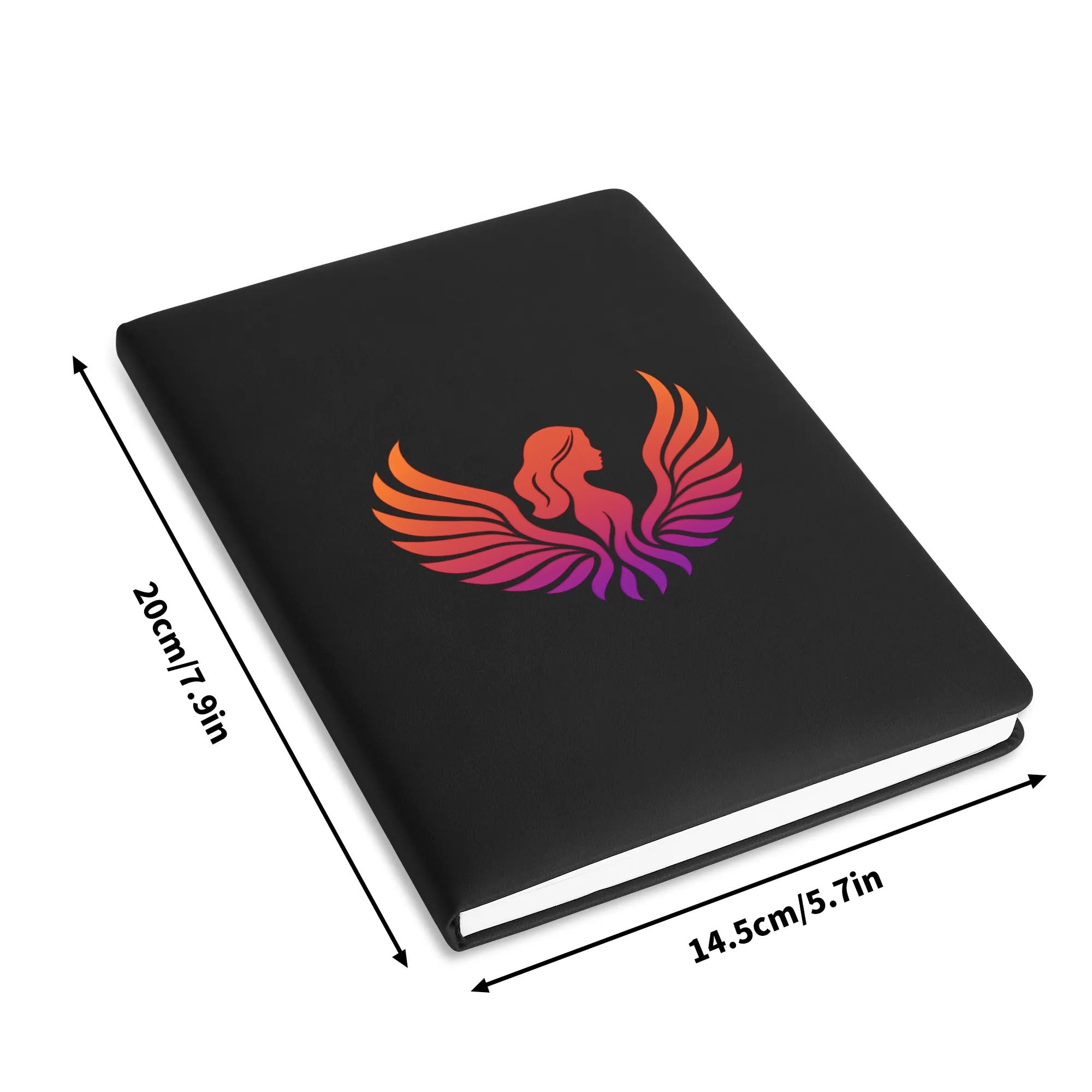 Leather Notebook - Black/Brown with UV Printed Covers, 200 Pages, 14.5x21cm