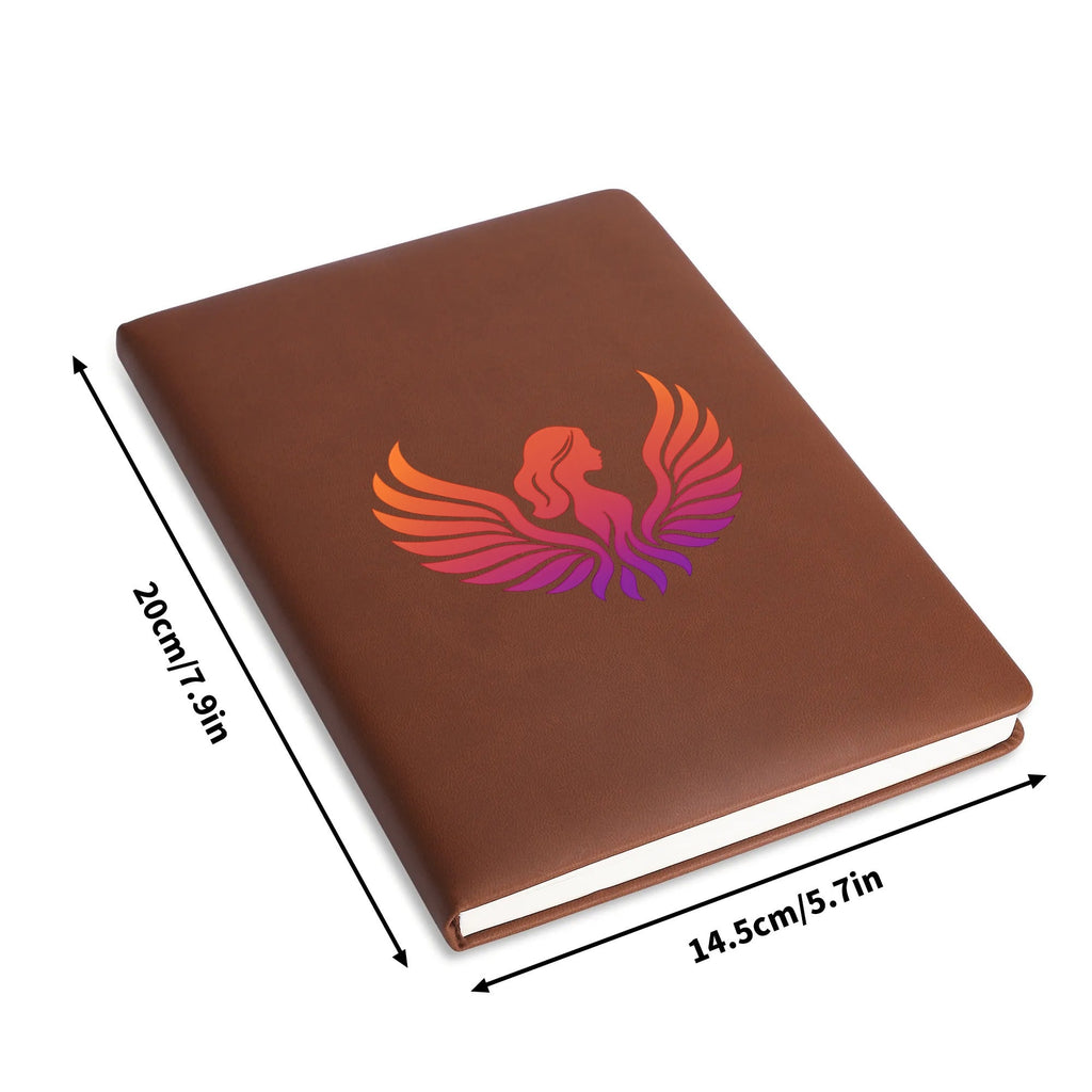 Leather Notebook - Black/Brown with UV Printed Covers, 200 Pages, 14.5x21cm