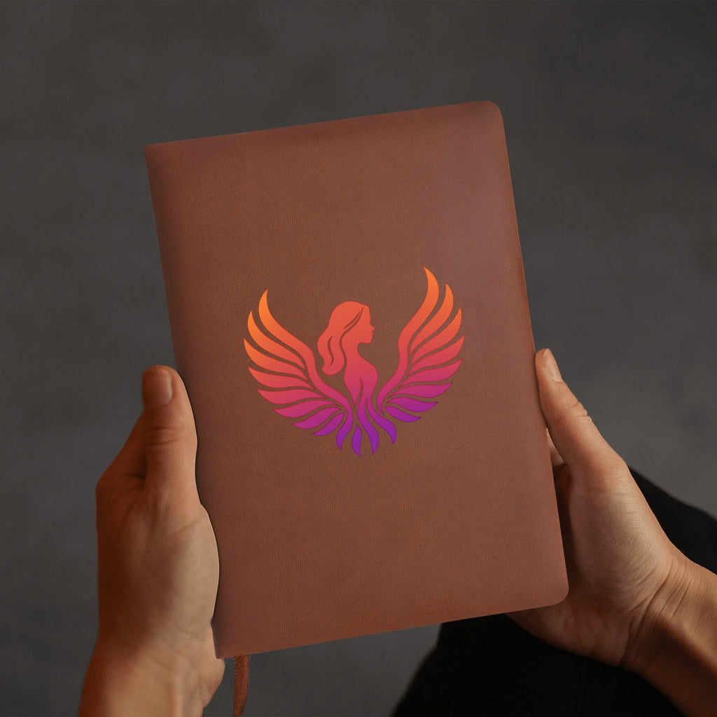 Leather Notebook - Black/Brown with UV Printed Covers, 200 Pages, 14.5x21cm