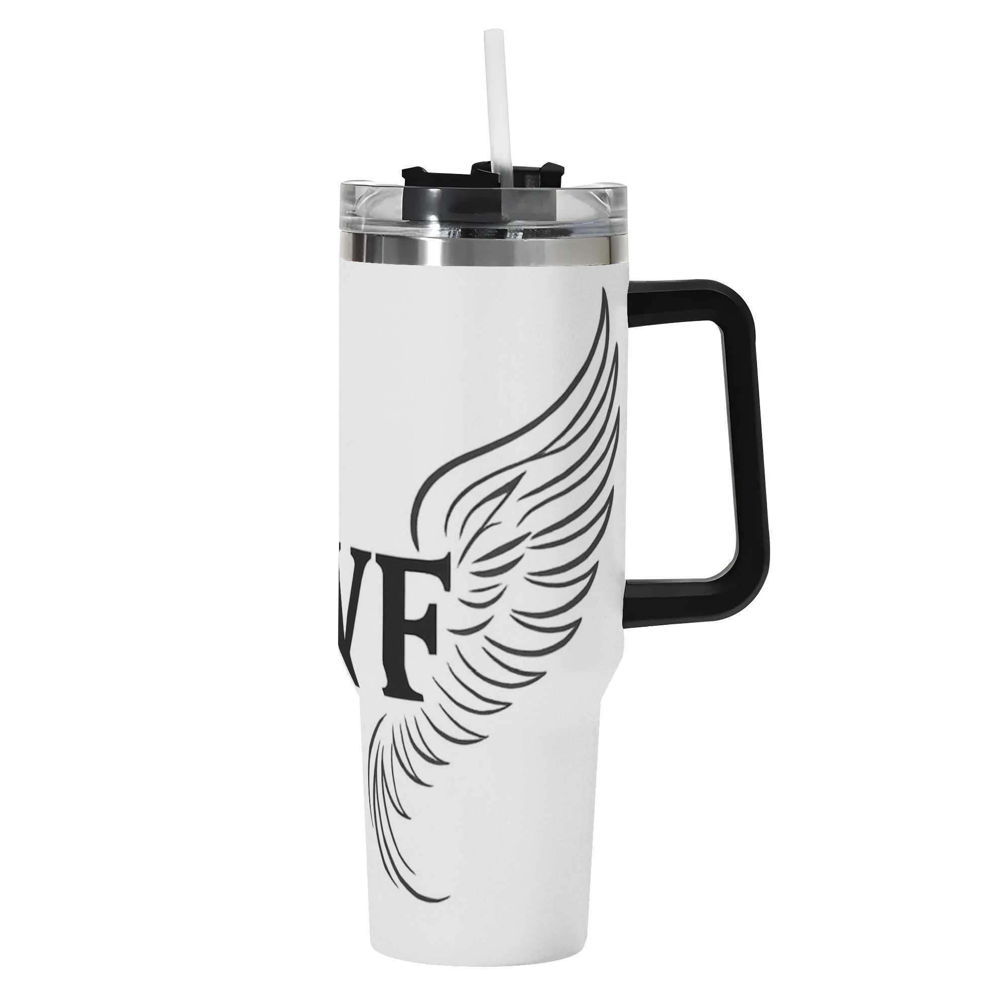 Personalized 40oz Stainless Steel Tumbler With Black Handle and Straw in US