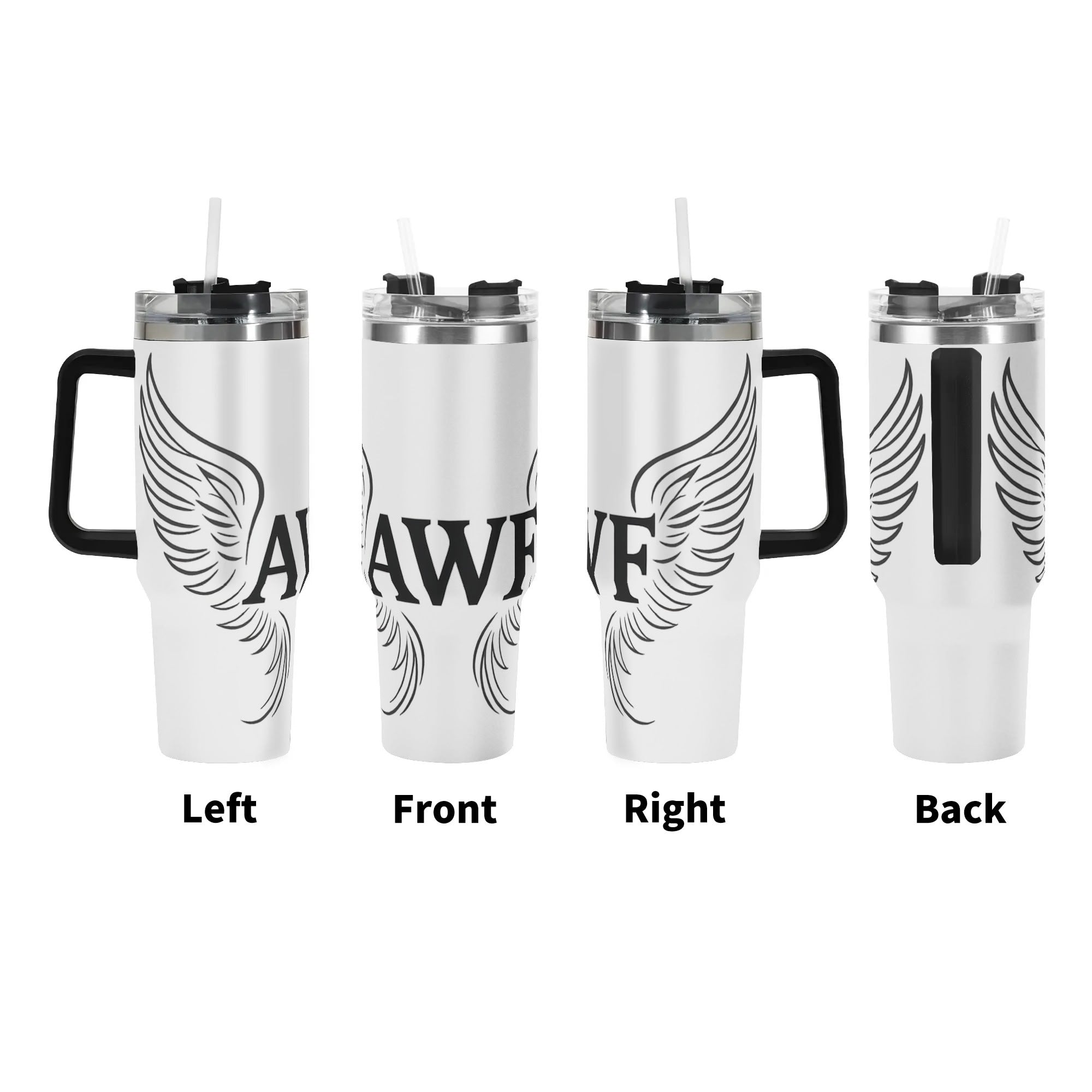 Personalized 40oz Stainless Steel Tumbler With Black Handle and Straw in US