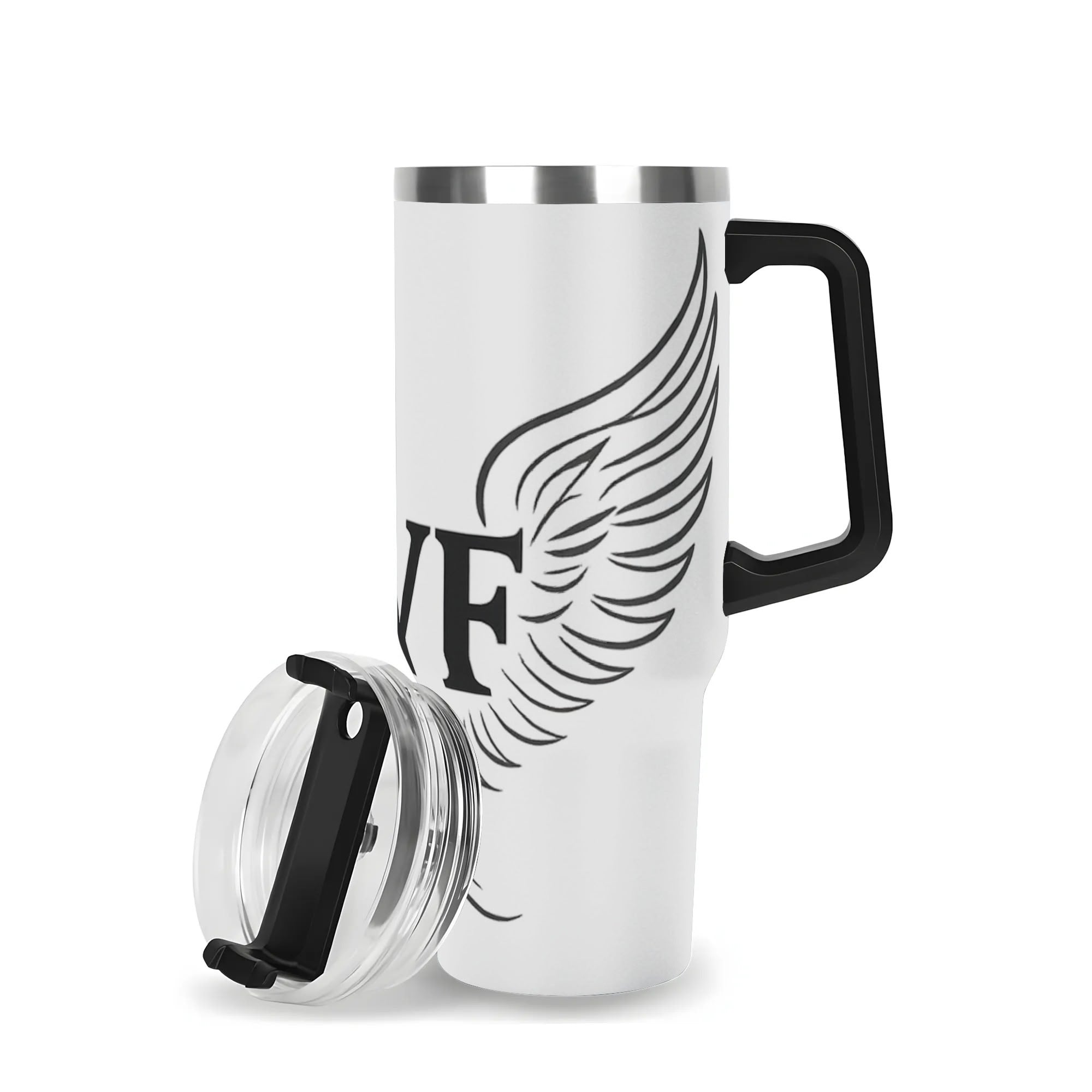 Personalized 40oz Stainless Steel Tumbler With Black Handle and Straw in US