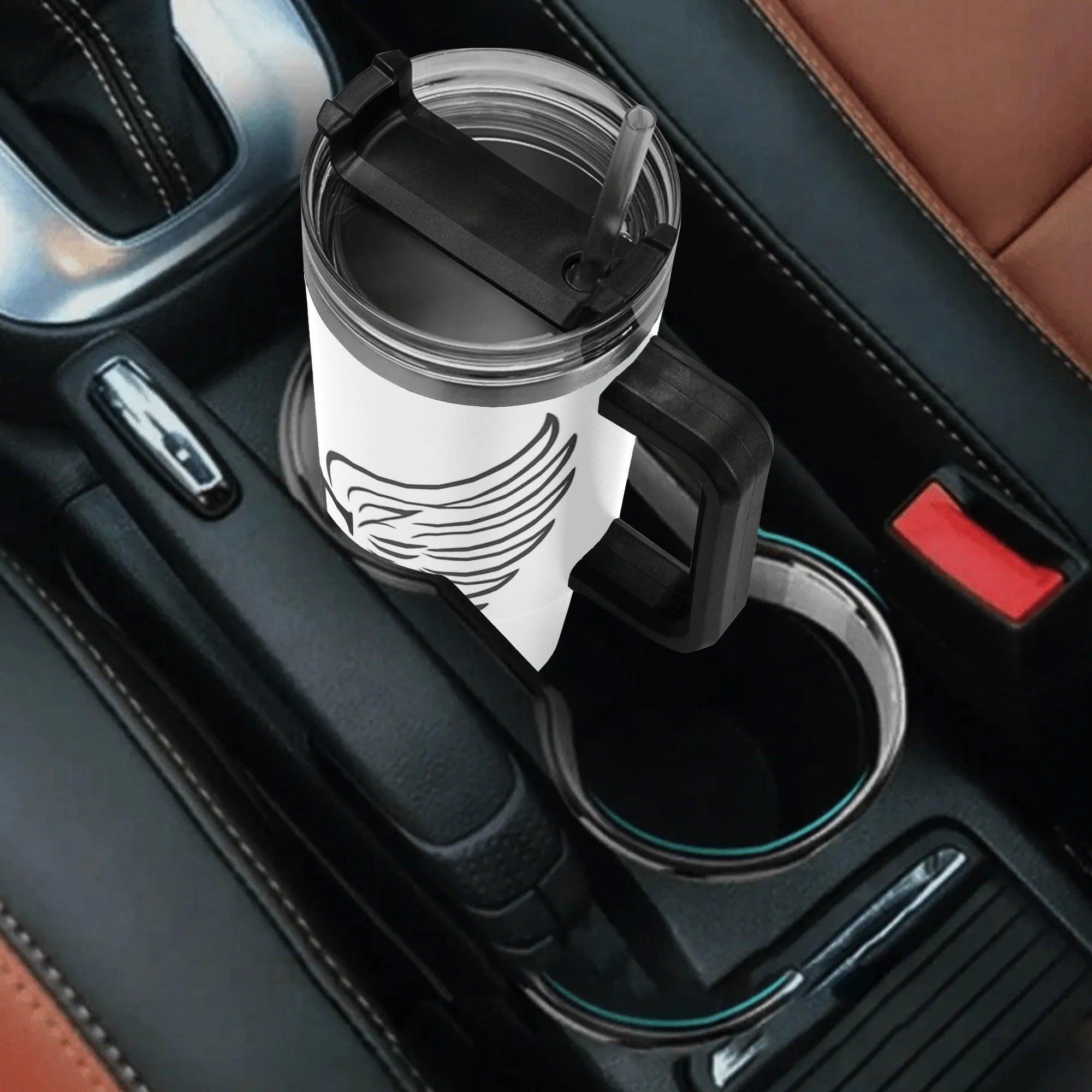 Personalized 40oz Stainless Steel Tumbler With Black Handle and Straw in US