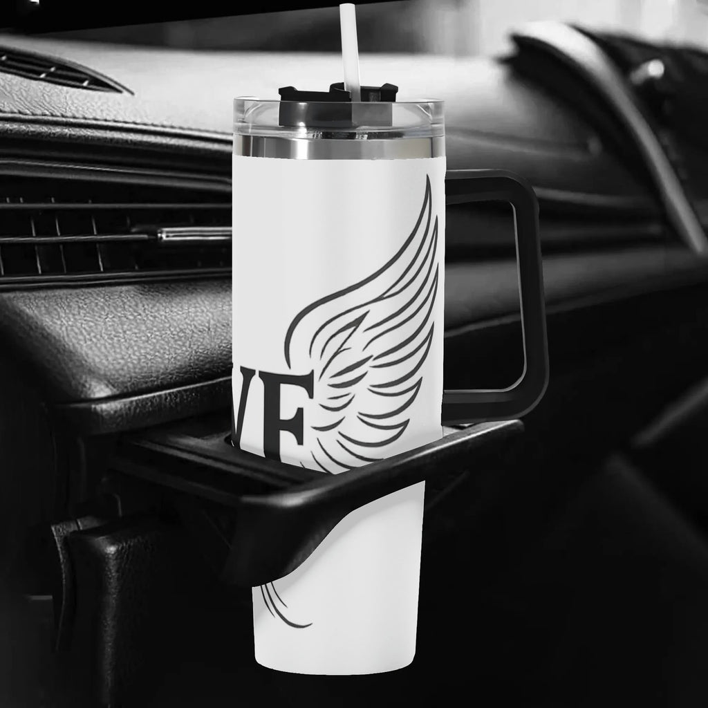 Personalized 40oz Stainless Steel Tumbler With Black Handle and Straw in US
