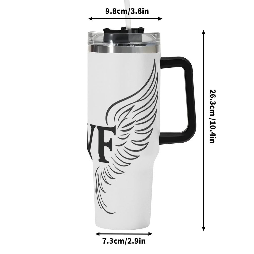 Personalized 40oz Stainless Steel Tumbler With Black Handle and Straw in US