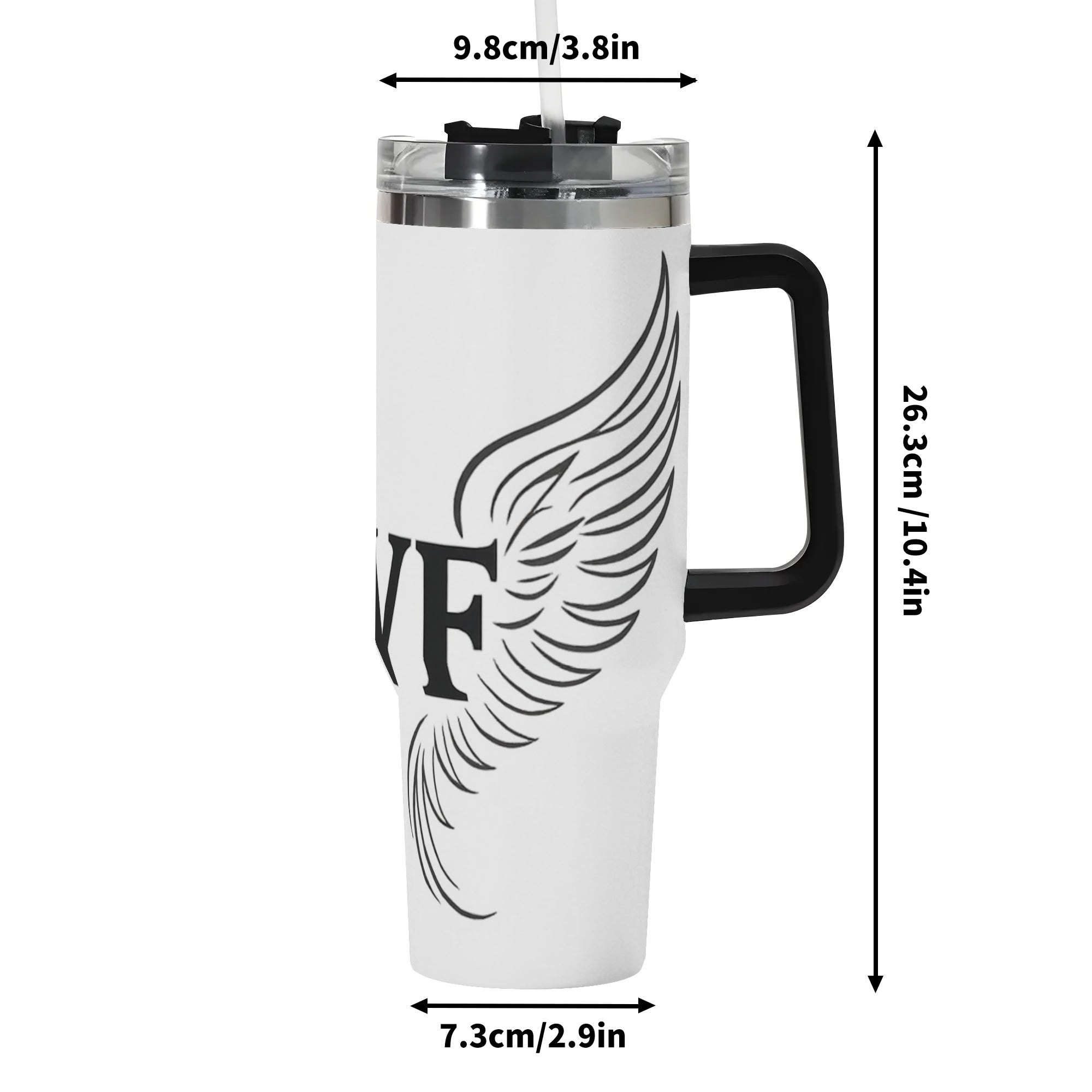 Personalized 40oz Stainless Steel Tumbler With Black Handle and Straw in US